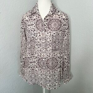 L'AGENCE‎ "Tyler" 100% Silk Medallion Print Button-Down Blouse XXS